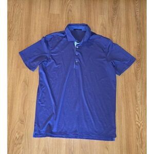Greyson Men's Large Golf Polo Shirt Purple Black Stripe Short Sleeve Performance